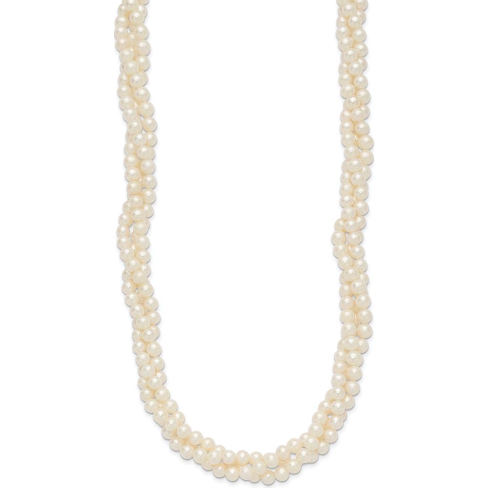 14K Yellow Gold 6-7mm Freshwater Cultured Pearl 3-Strand Necklace - 21" Length by Monteluci Fine Jewelry