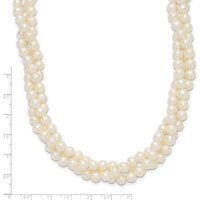 14K Yellow Gold 6-7mm Freshwater Cultured Pearl 3-Strand Necklace - 21" Length by Monteluci Fine Jewelry
