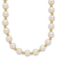 14K Yellow Gold 6-7mm Freshwater Cultured Pearl Beaded Necklace - 18" by Monteluci Fine Jewelry