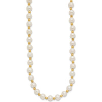 14K Yellow Gold 6-7mm Freshwater Cultured Pearl Beaded Necklace - 18" by Monteluci Fine Jewelry