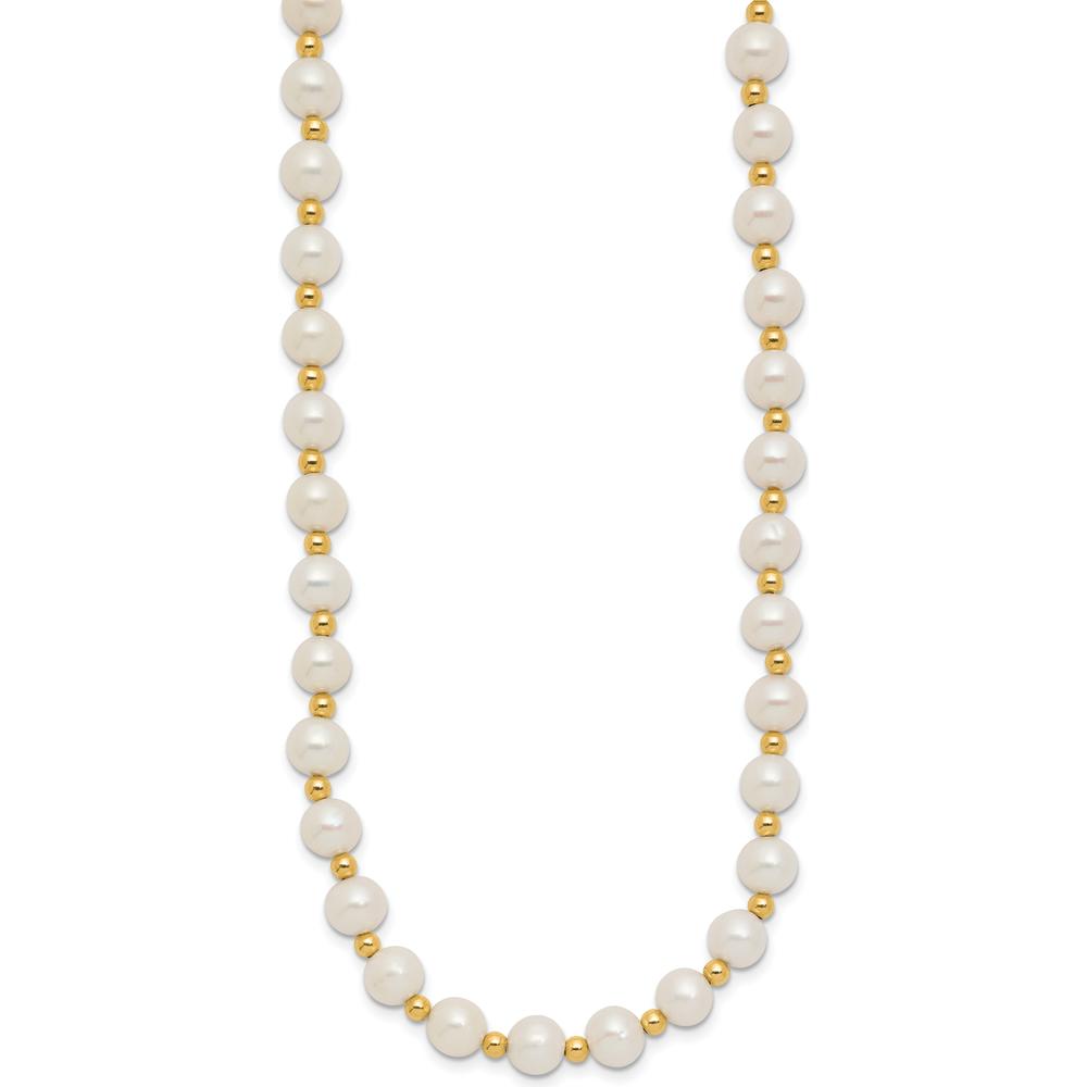 14K Yellow Gold 6-7mm Freshwater Cultured Pearl Beaded Necklace - 18" by Monteluci Fine Jewelry