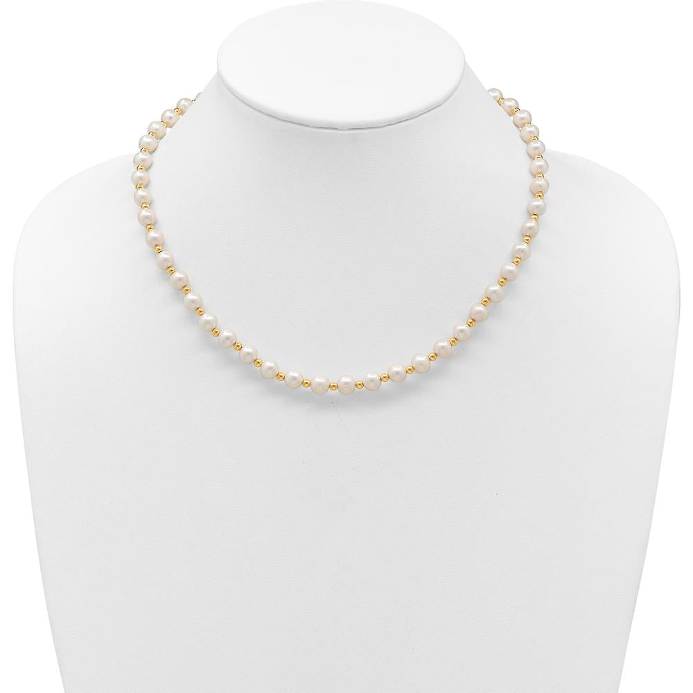 14K Yellow Gold 6-7mm Freshwater Cultured Pearl Beaded Necklace - 18" by Monteluci Fine Jewelry