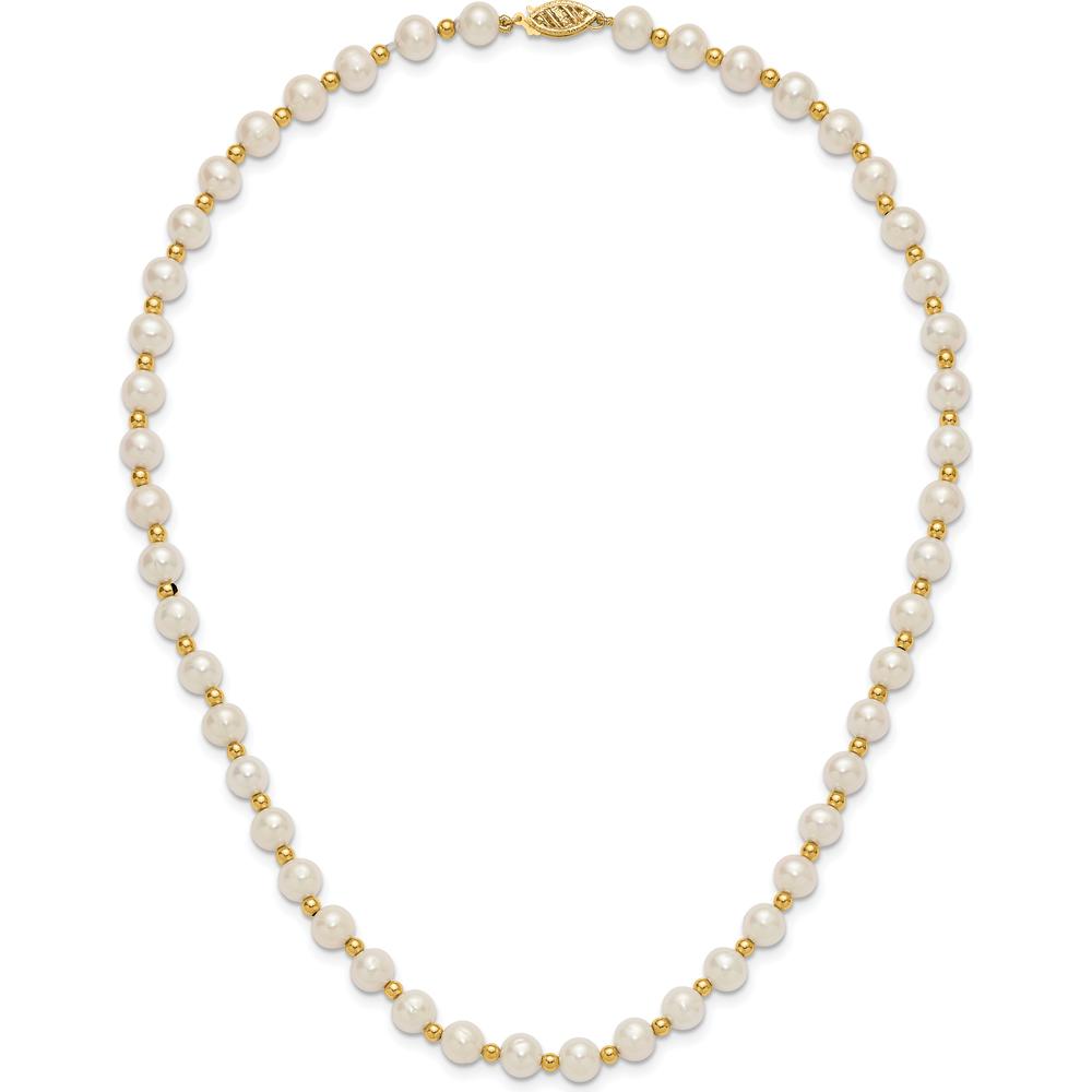 14K Yellow Gold 6-7mm Freshwater Cultured Pearl Beaded Necklace - 18" by Monteluci Fine Jewelry