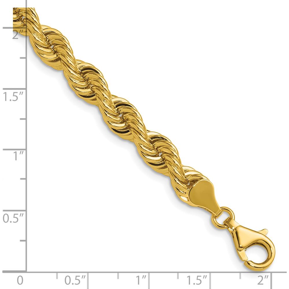 14K Yellow Gold 6.7mm Regular Rope Chain with Lobster Clasp - 9"