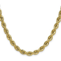 14K Yellow Gold 6.7mm Rope Chain Necklace - 20"