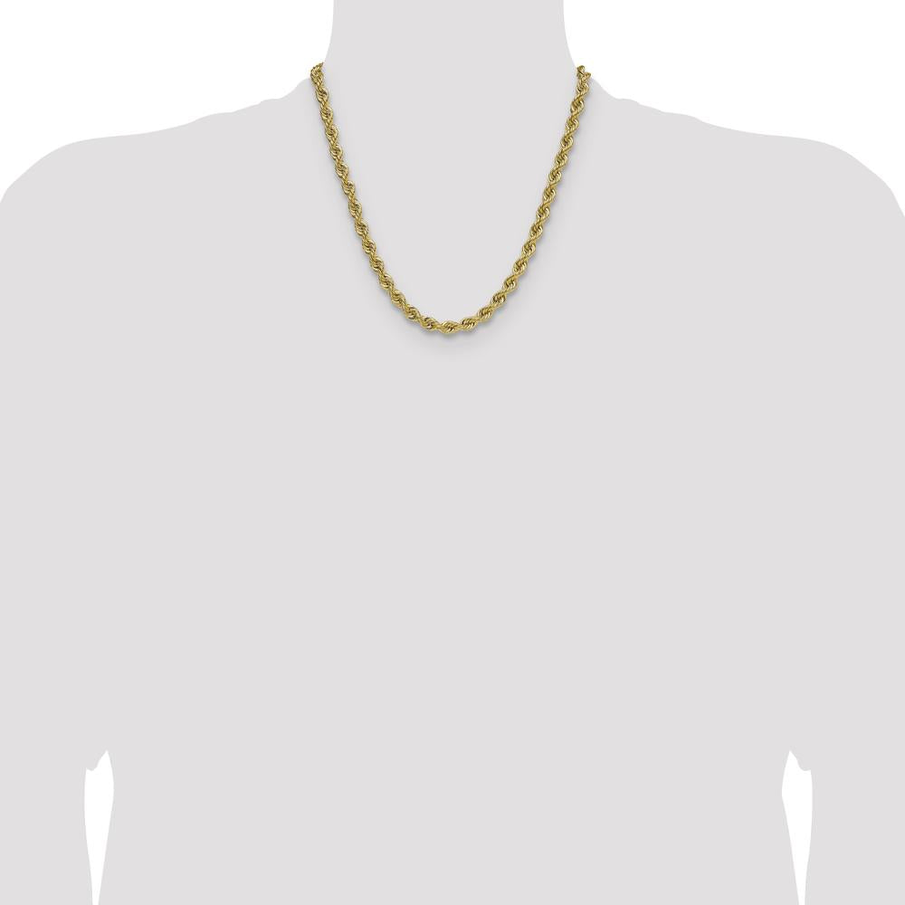 14K Yellow Gold 6.7mm Rope Chain Necklace - 20"