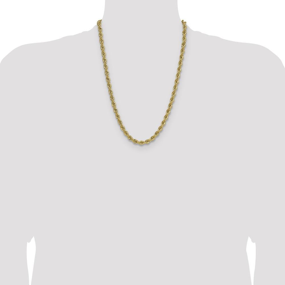 14K Yellow Gold 6.7mm Rope Chain Necklace - 24"