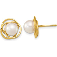 14K Yellow Gold 6-7mm Round Akoya Cultured Pearl Stud Earrings by Monteluci Fine Jewelry