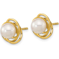 14K Yellow Gold 6-7mm Round Akoya Cultured Pearl Stud Earrings by Monteluci Fine Jewelry