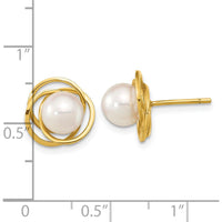 14K Yellow Gold 6-7mm Round Akoya Cultured Pearl Stud Earrings by Monteluci Fine Jewelry