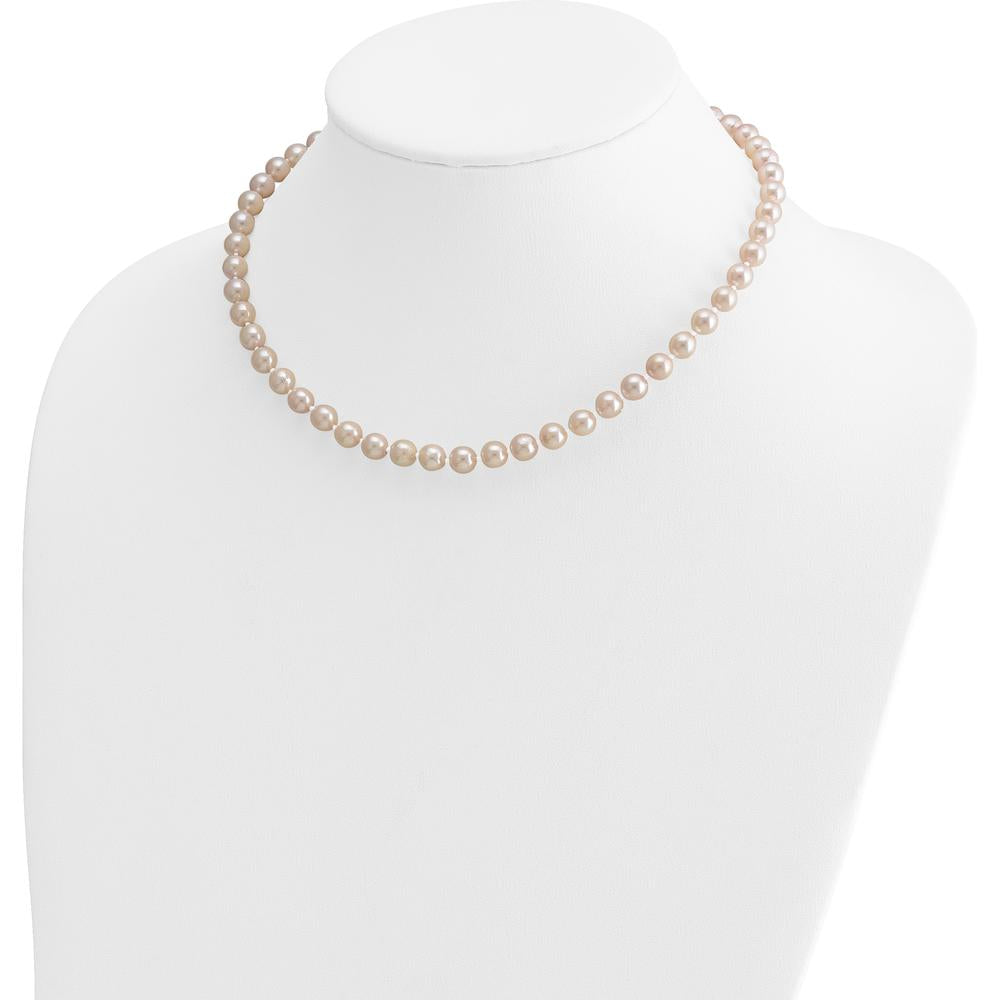 14K Yellow Gold 6-7mm Round Akoya Saltwater Cultured Pearl Necklace with Pearl Clasp - 16" by Monteluci Fine Jewelry