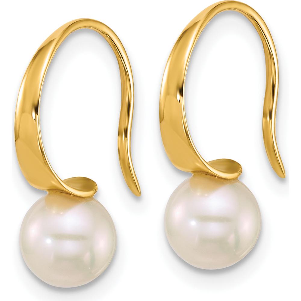 14K Yellow Gold 6-7mm Round White South Sea Cultured Pearl Dangle Earrings by Monteluci Fine Jewelry