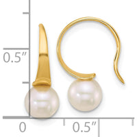 14K Yellow Gold 6-7mm Round White South Sea Cultured Pearl Dangle Earrings by Monteluci Fine Jewelry