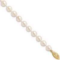 14K Yellow Gold 6-7mm White Round Akoya Cultured Pearl 8" Bracelet by Monteluci Fine Jewelry
