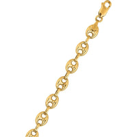 14K Yellow Gold 6.8mm Lite Puffed Mariner Chain Necklace with Lobster Lock - 7" by Orozza Fine Jewelry