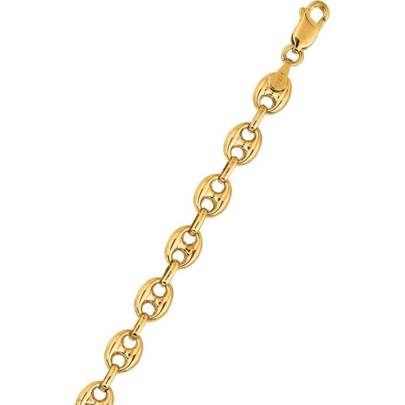 14K Yellow Gold 6.8mm Lite Puffed Mariner Chain Necklace with Lobster Lock - 7" by Orozza Fine Jewelry