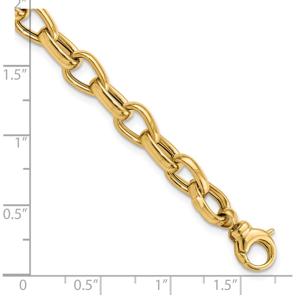 14K Yellow Gold 6.8mm Polished Fancy Link 7.75" Bracelet by Oro Pregiato
