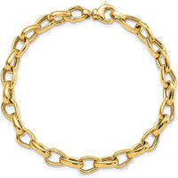 14K Yellow Gold 6.8mm Polished Fancy Link 7.75" Bracelet by Oro Pregiato