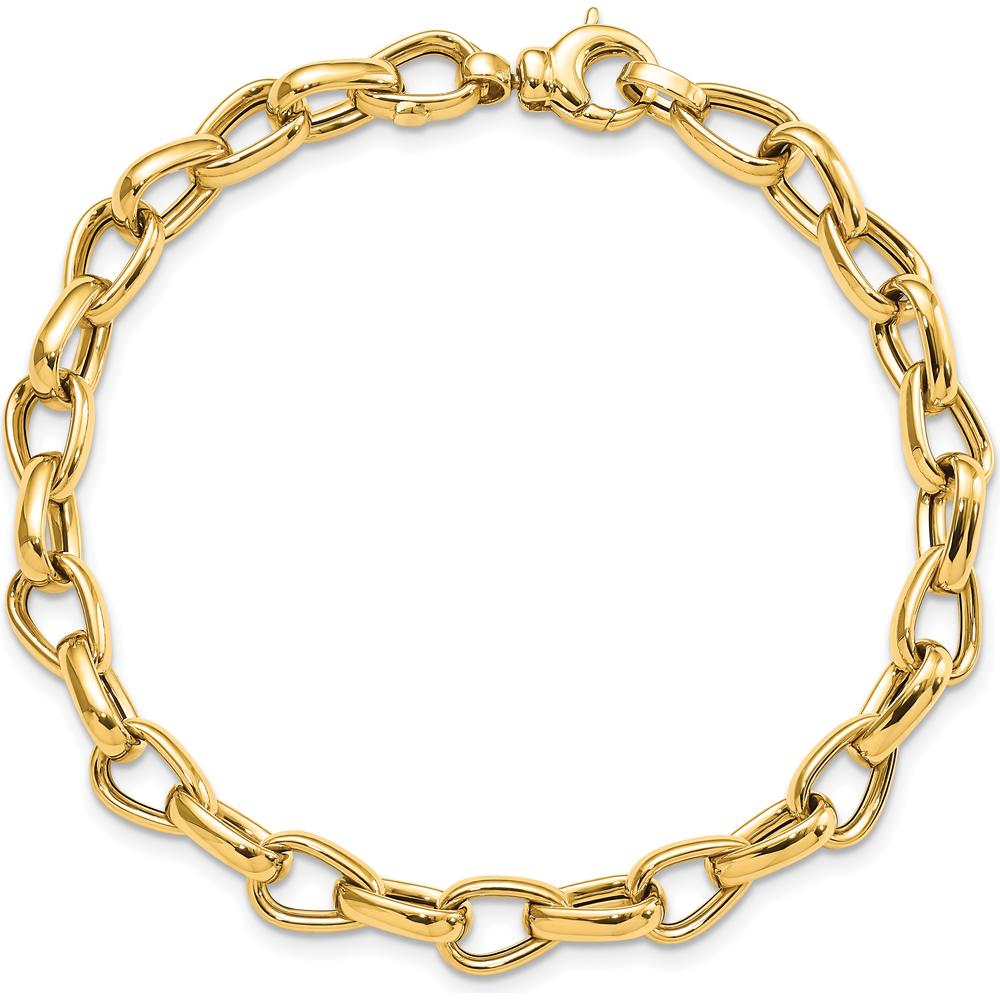 14K Yellow Gold 6.8mm Polished Fancy Link 7.75" Bracelet by Oro Pregiato