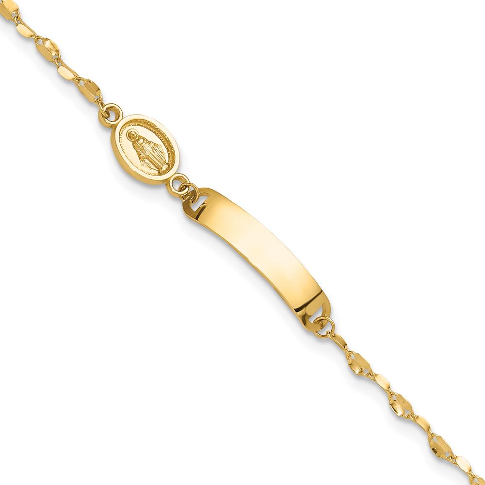 14K Yellow Gold 6" Baby ID Bracelet with Miraculous Medal - Personalizable Charm by Oro Pregiato