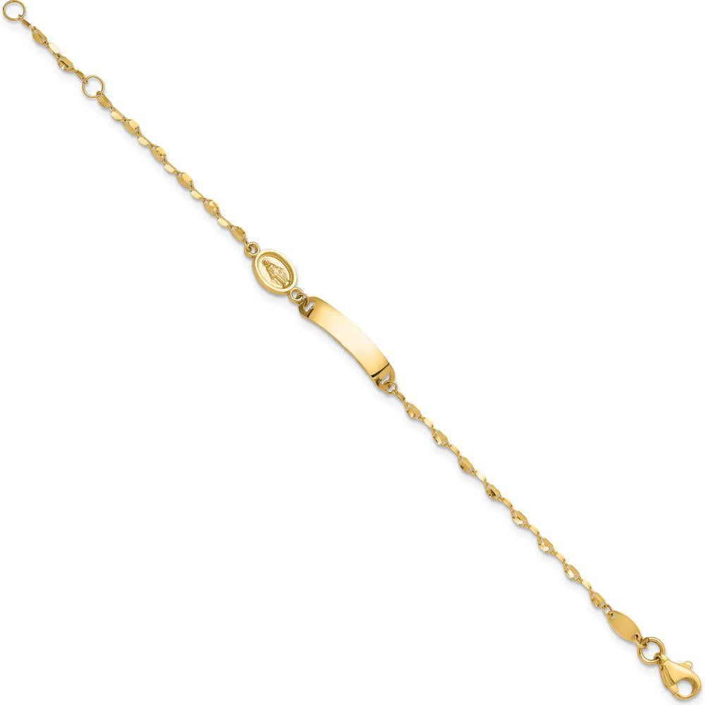 14K Yellow Gold 6" Baby ID Bracelet with Miraculous Medal - Personalizable Charm by Oro Pregiato