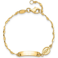 14K Yellow Gold 6" Baby ID Bracelet with Miraculous Medal - Personalizable Charm by Oro Pregiato