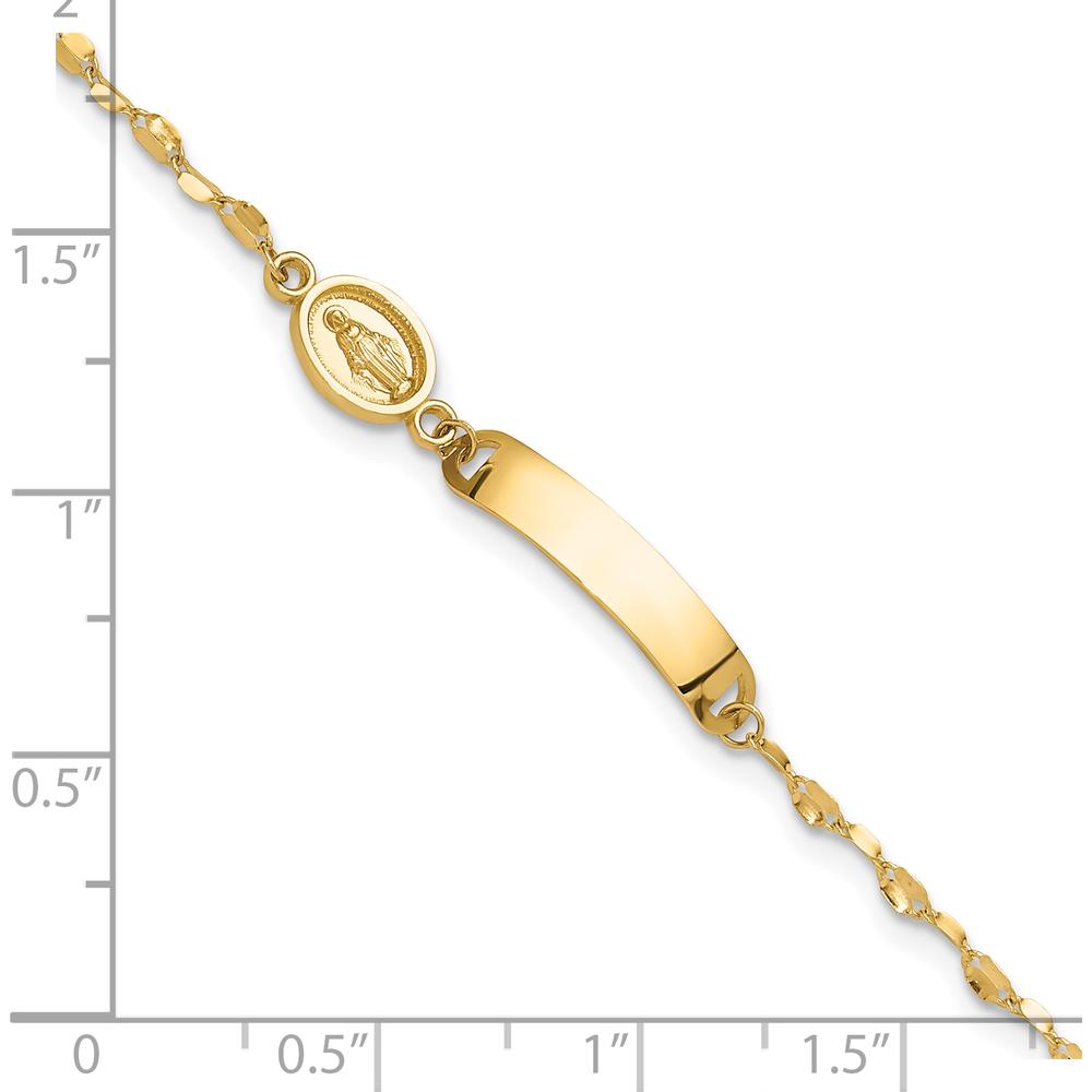 14K Yellow Gold 6" Baby ID Bracelet with Miraculous Medal - Personalizable Charm by Oro Pregiato