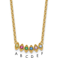 14K Yellow Gold 6-Birthstone Mother's Necklace Mounting - Customizable Gemstone Pendant by Oro Pregiato