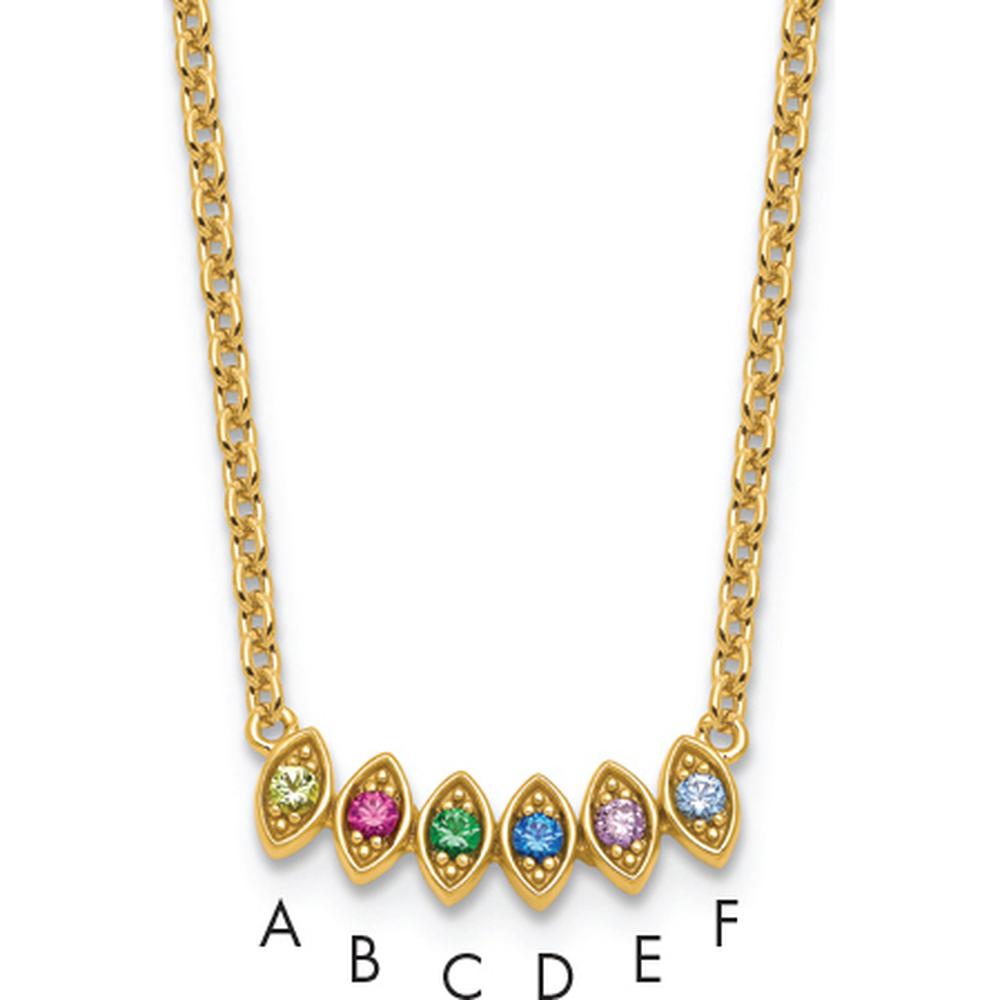 14K Yellow Gold 6-Birthstone Mother's Necklace Mounting - Customizable Gemstone Pendant by Oro Pregiato