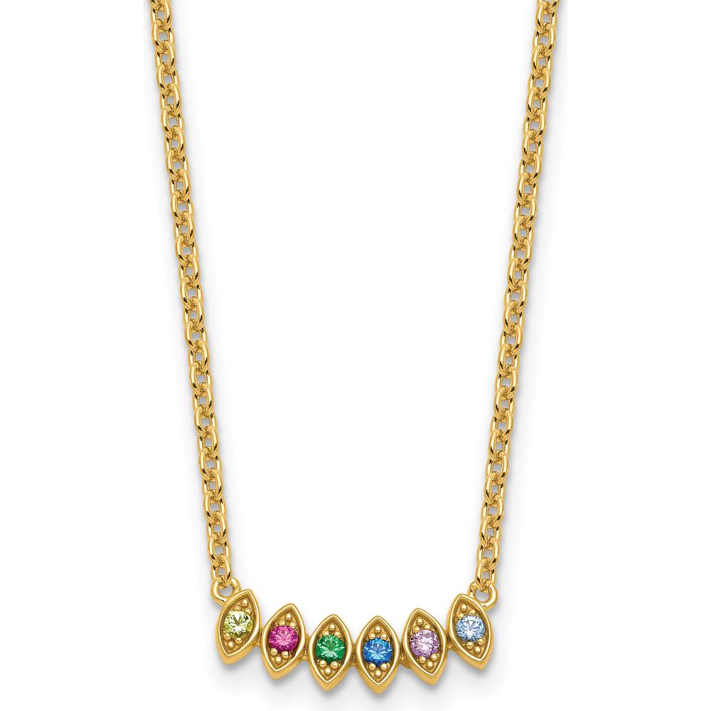14K Yellow Gold 6-Birthstone Mother's Necklace Mounting - Customizable Gemstone Pendant by Oro Pregiato