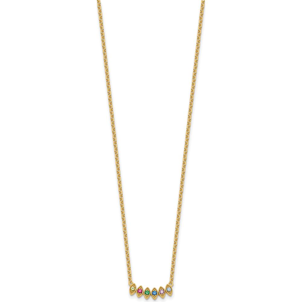 14K Yellow Gold 6-Birthstone Mother's Necklace Mounting - Customizable Gemstone Pendant by Oro Pregiato