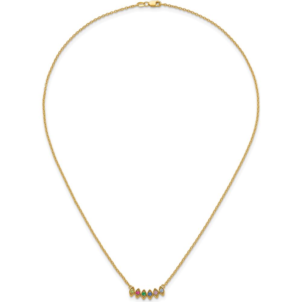 14K Yellow Gold 6-Birthstone Mother's Necklace Mounting - Customizable Gemstone Pendant by Oro Pregiato