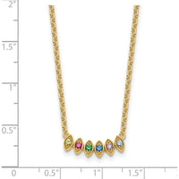 14K Yellow Gold 6-Birthstone Mother's Necklace Mounting - Customizable Gemstone Pendant by Oro Pregiato