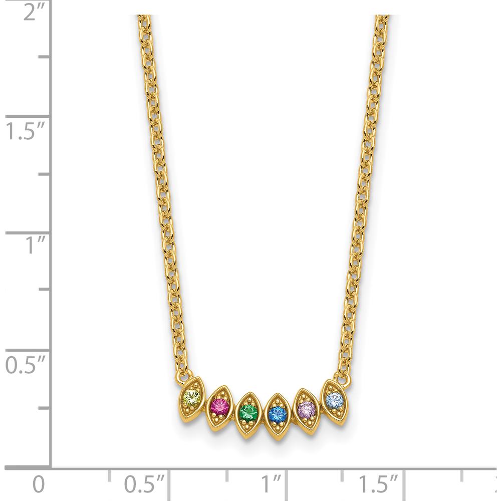 14K Yellow Gold 6-Birthstone Mother's Necklace Mounting - Customizable Gemstone Pendant by Oro Pregiato