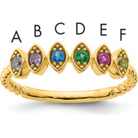 14K Yellow Gold 6-Birthstone Mother's Ring with Marquise Settings and Milgrain Detailing - Total Gem Weight 3.0 Carat by Oro Pregiato