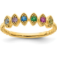 14K Yellow Gold 6-Birthstone Mother's Ring with Marquise Settings and Milgrain Detailing - Total Gem Weight 3.0 Carat by Oro Pregiato