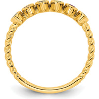14K Yellow Gold 6-Birthstone Mother's Ring with Marquise Settings and Milgrain Detailing - Total Gem Weight 3.0 Carat by Oro Pregiato