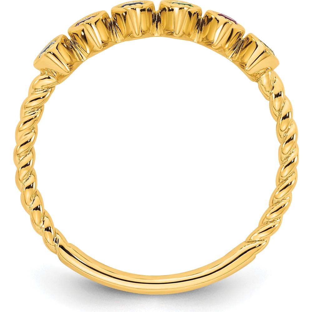 14K Yellow Gold 6-Birthstone Mother's Ring with Marquise Settings and Milgrain Detailing - Total Gem Weight 3.0 Carat by Oro Pregiato