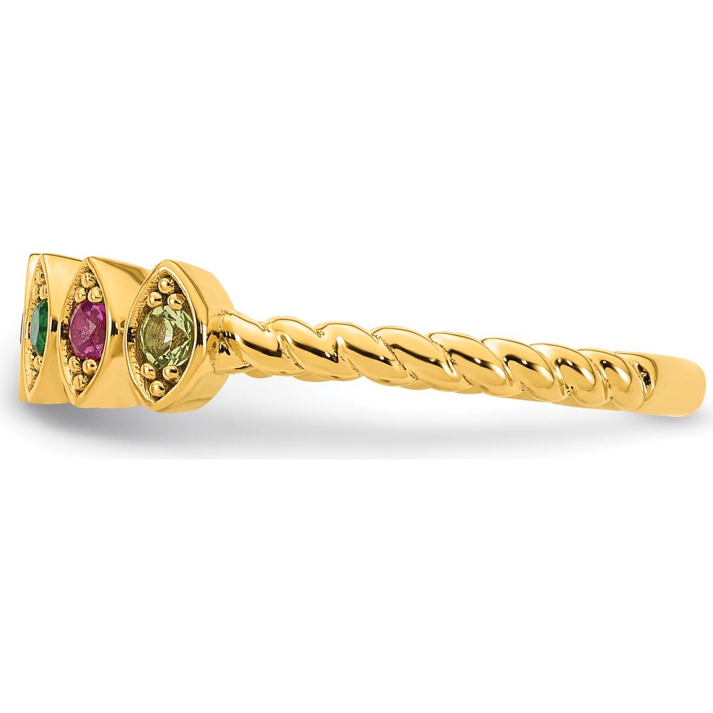 14K Yellow Gold 6-Birthstone Mother's Ring with Marquise Settings and Milgrain Detailing - Total Gem Weight 3.0 Carat by Oro Pregiato