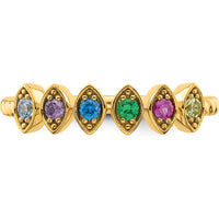 14K Yellow Gold 6-Birthstone Mother's Ring with Marquise Settings and Milgrain Detailing - Total Gem Weight 3.0 Carat by Oro Pregiato