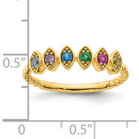 14K Yellow Gold 6-Birthstone Mother's Ring with Marquise Settings and Milgrain Detailing - Total Gem Weight 3.0 Carat by Oro Pregiato