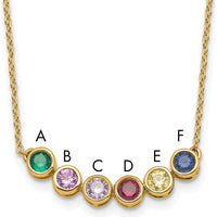 14K Yellow Gold 6 Family Birthstone Necklace with Bezel-Set Gemstones by Oro Pregiato