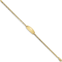 14K Yellow Gold 6-Inch Polished Anchor Chain ID Bracelet with Engravable Solid Oval Plate by Oro Pregiato