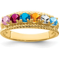 14K Yellow Gold 6-Stone Twisted Rope Band Ring with Amethyst, Topaz, Citrine, and Diamond by Monteluci Fine Jewelry