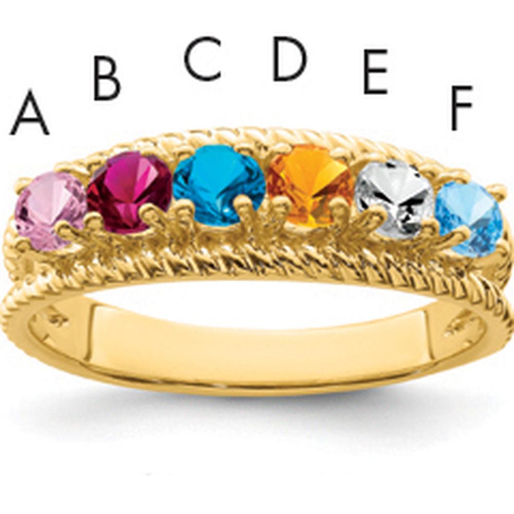 14K Yellow Gold 6-Stone Twisted Rope Band Ring with Amethyst, Topaz, Citrine, and Diamond by Monteluci Fine Jewelry