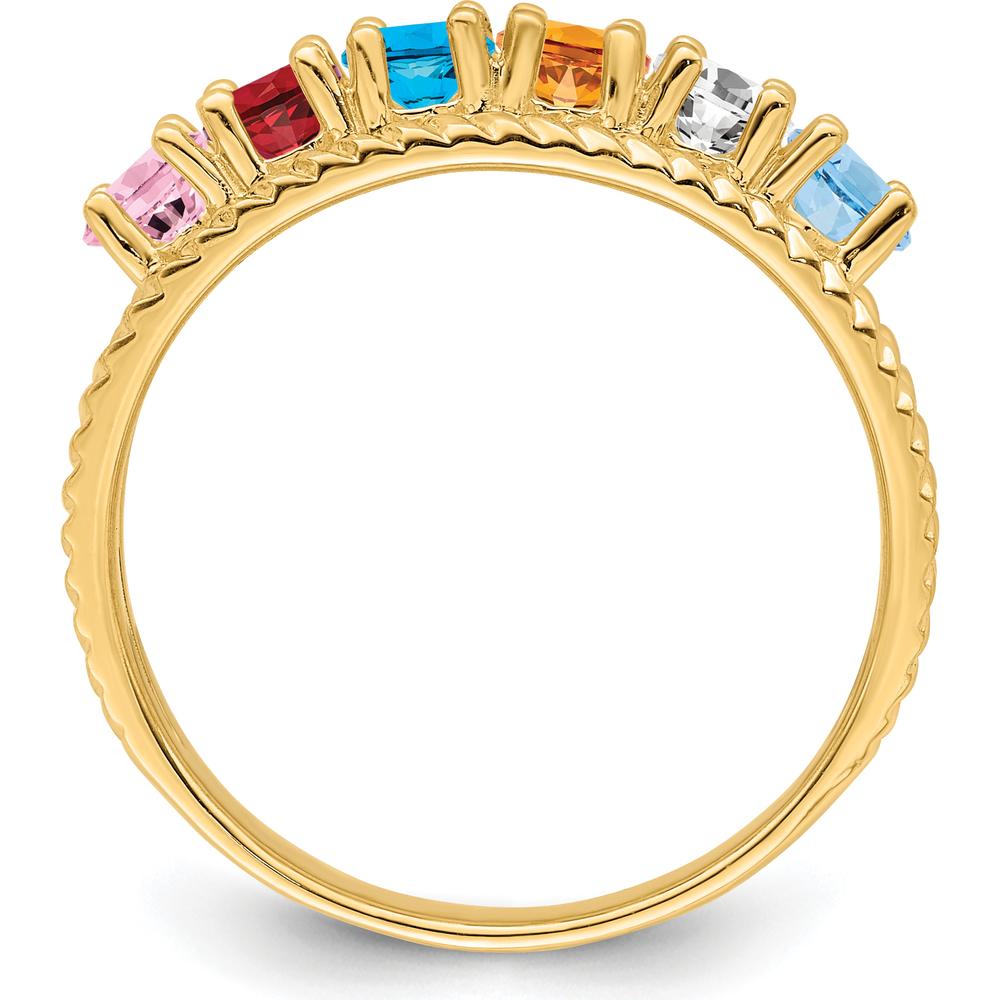14K Yellow Gold 6-Stone Twisted Rope Band Ring with Amethyst, Topaz, Citrine, and Diamond by Monteluci Fine Jewelry
