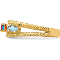 14K Yellow Gold 6-Stone Twisted Rope Band Ring with Amethyst, Topaz, Citrine, and Diamond by Monteluci Fine Jewelry