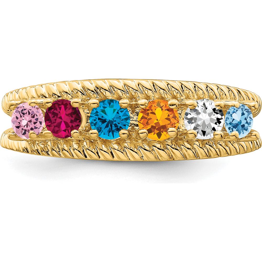 14K Yellow Gold 6-Stone Twisted Rope Band Ring with Amethyst, Topaz, Citrine, and Diamond by Monteluci Fine Jewelry