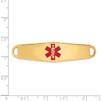 14K Yellow Gold 60.5mm Red Enameled Medical ID Plate Charm by Oro Pregiato