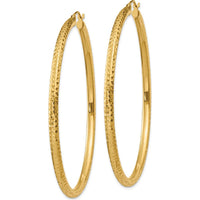 14K Yellow Gold 60mm Diamond-cut Hoop Earrings - Polished Finish by 0
